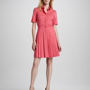 Theory Pink Sensa Pleated Skirt Shirt Dress